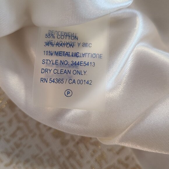 Peter Nygard Egyptian Cotton Blend Blazer Ivory Metallic Gold 16 NEW Classic - Picture 9 of 10